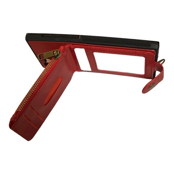 Samsung Galaxy Note 10 Wallet Phone Case Red With Strap - Picture 5 of 8